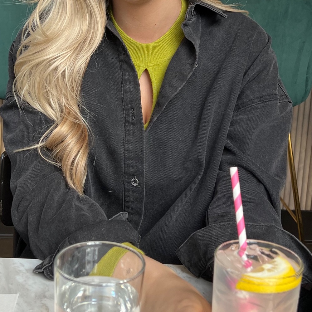 Chartreuse Green Sweater Top With Cut Outs